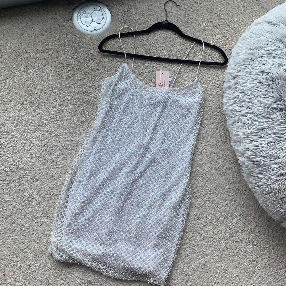 BRAND NEW Oh Polly Drop A Glint Dress -White